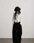 DOINDULGE Contrast-Stitch Wide-Leg Trousers