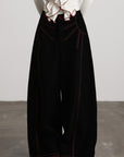 DOINDULGE Contrast-Stitch Wide-Leg Trousers