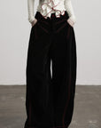 DOINDULGE Contrast-Stitch Wide-Leg Trousers
