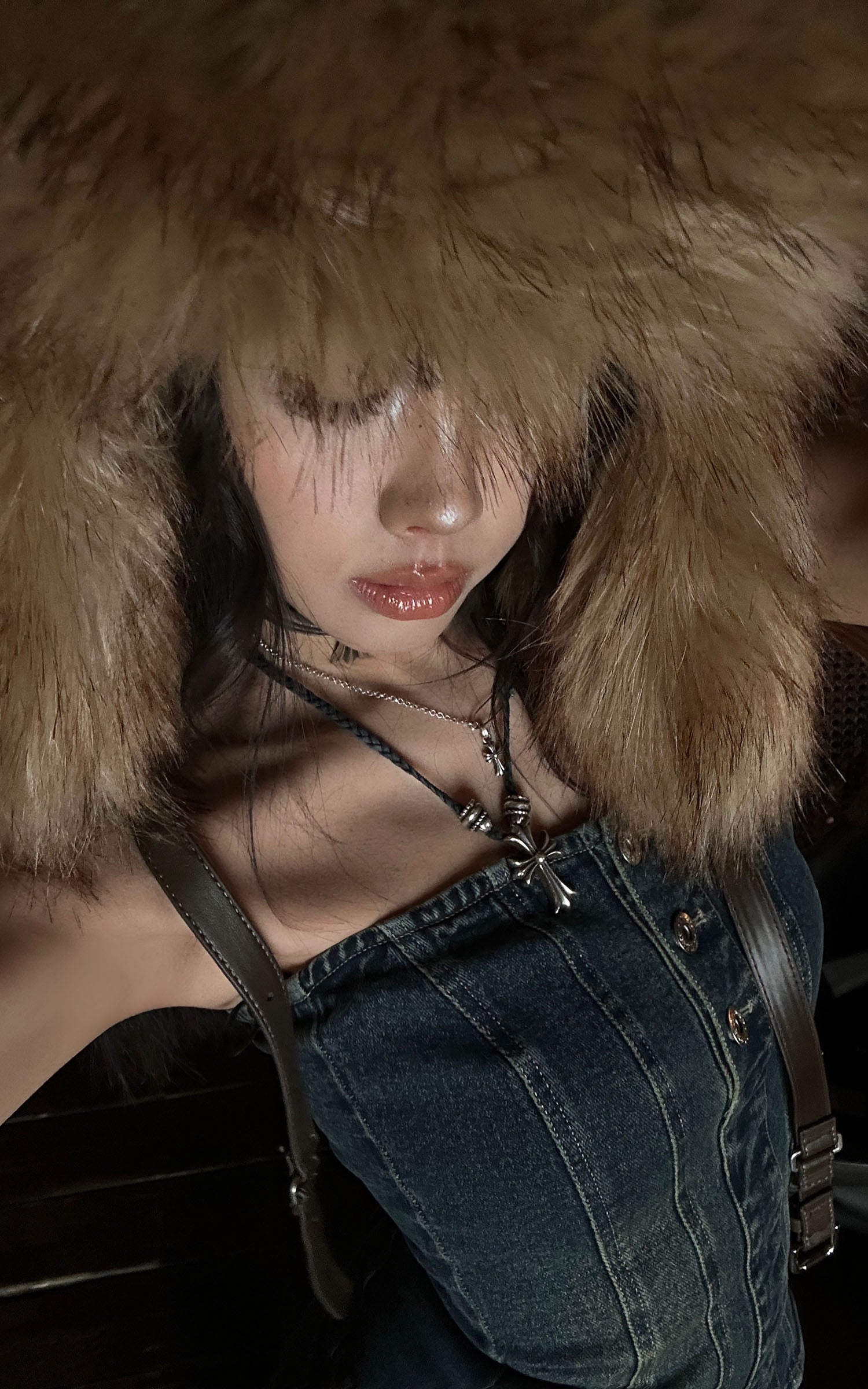 WARDEN EDGE 스컬프티드 와이드 레그 데님 팬츠