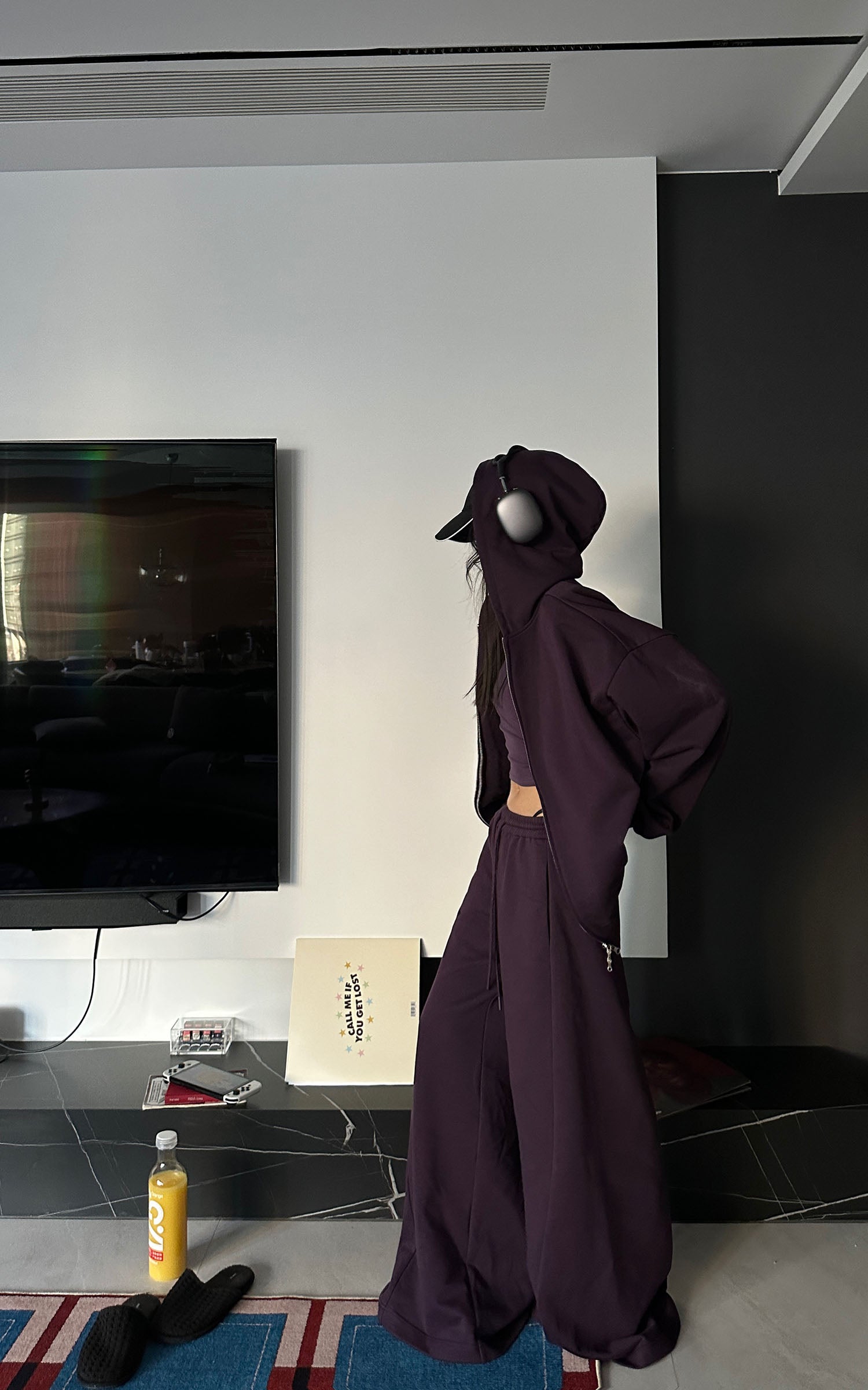 WARDEN EDGE 후드 집업 자켓, 와이드 팬츠, 슬림 캐미솔 3피스 세트