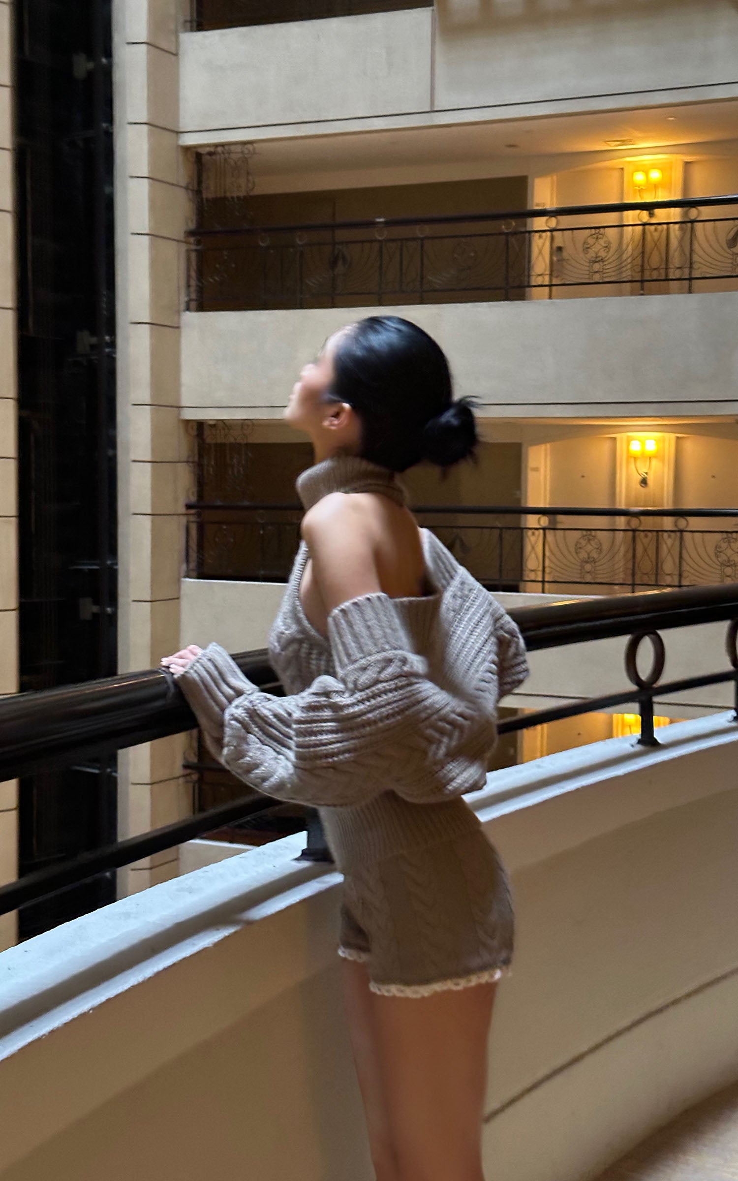 ROVENTE 케이블 니트 가디건, 베스트, 쇼츠 3피스 세트