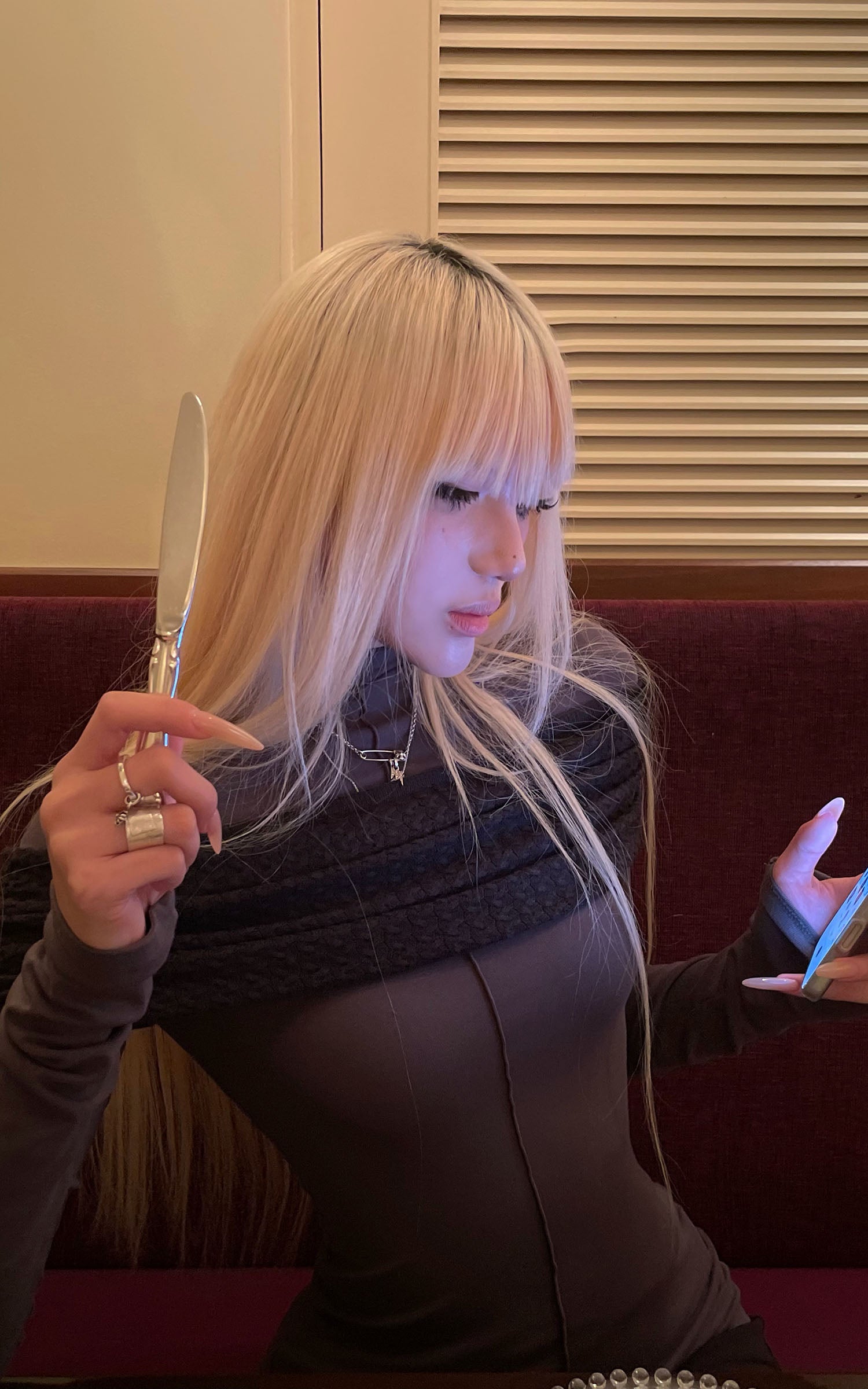 Rase le sol 드레이프 울 텍스처 밴드가 있는 슬림 니트 탑