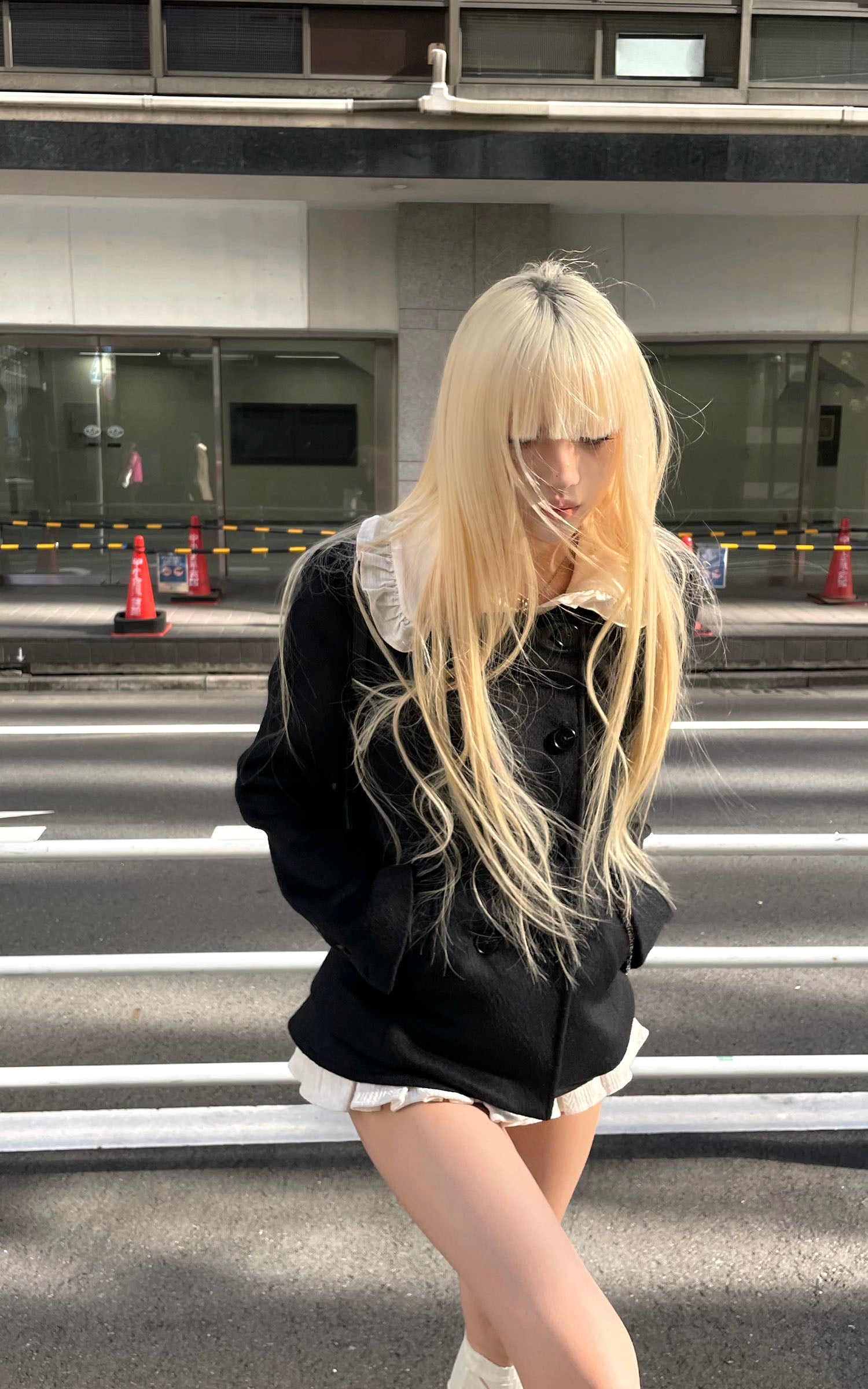 Rase le sol Wool Jacket and Layered Mini Skirt Set