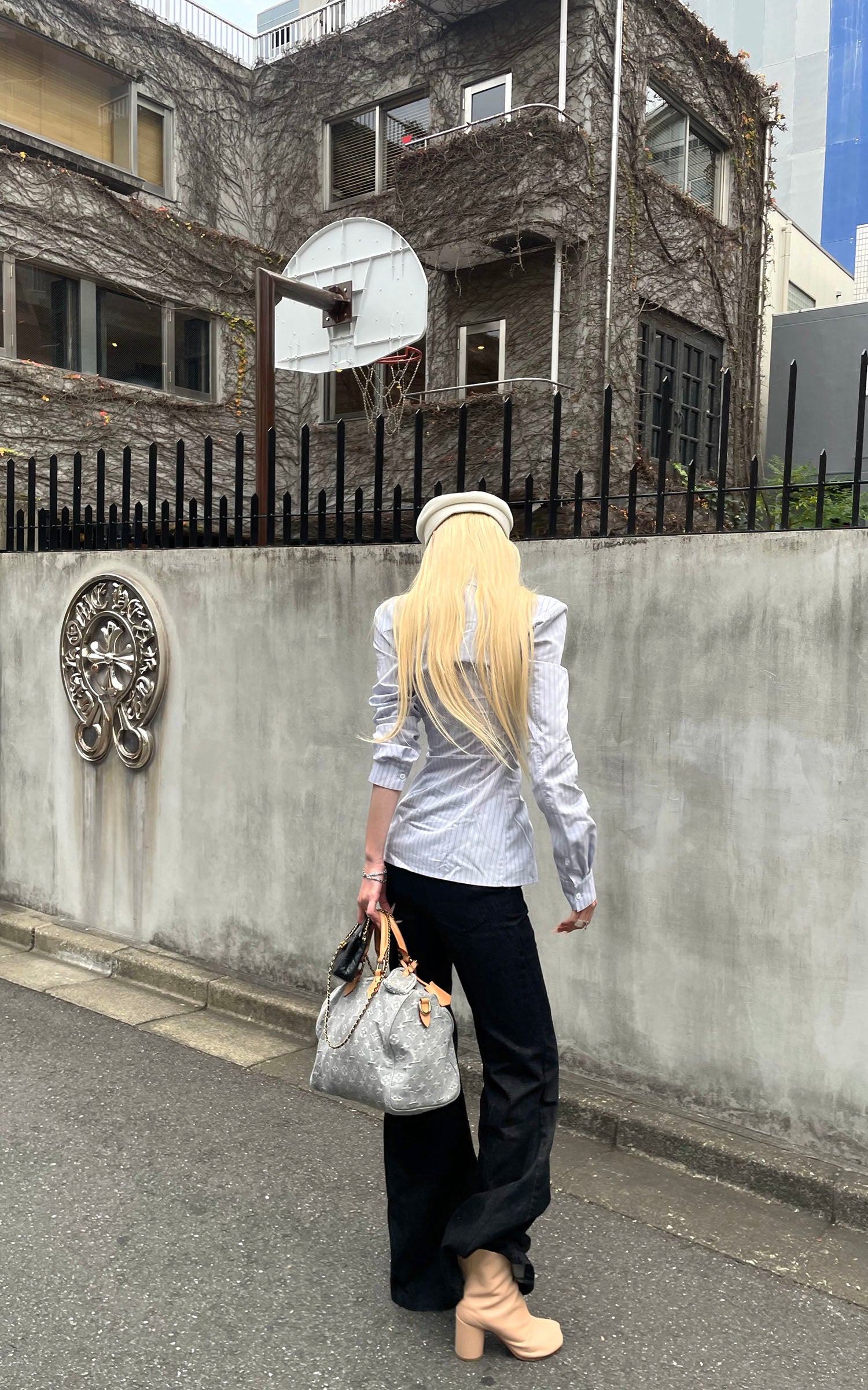 Rase le sol 슬림핏 핀스트라이프 긴팔 셔츠