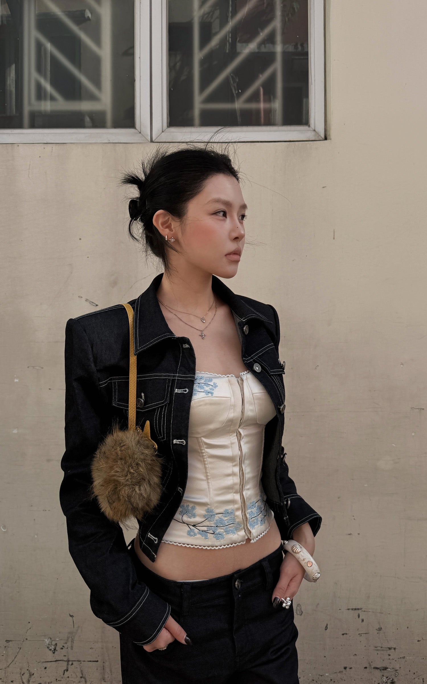 Hydrae Embroidered Satin Corset Top Strapless Slim Fit Bustier