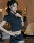 Hydrae Sculpted Satin Shirt & Low Rise Shorts Set
