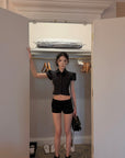 Hydrae Sculpted Satin Shirt & Low Rise Shorts Set