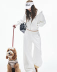 IAMXIAA クロップドジップフーディー＆リラックススウェットパンツセット
