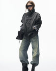 IAMXIAA Veste trench vintage à double boutonnage et col montant
