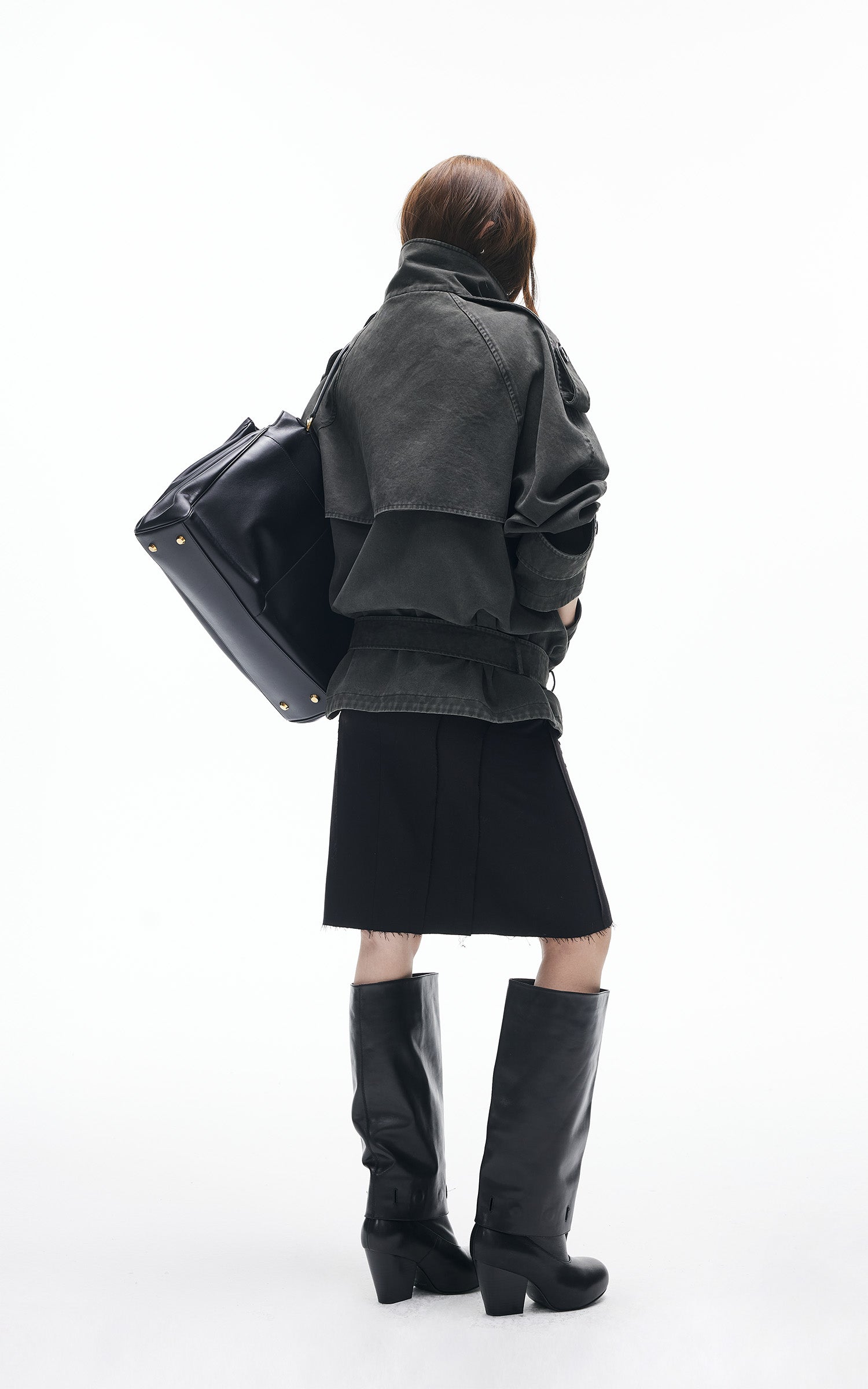 IAMXIAA Veste trench vintage à double boutonnage et col montant
