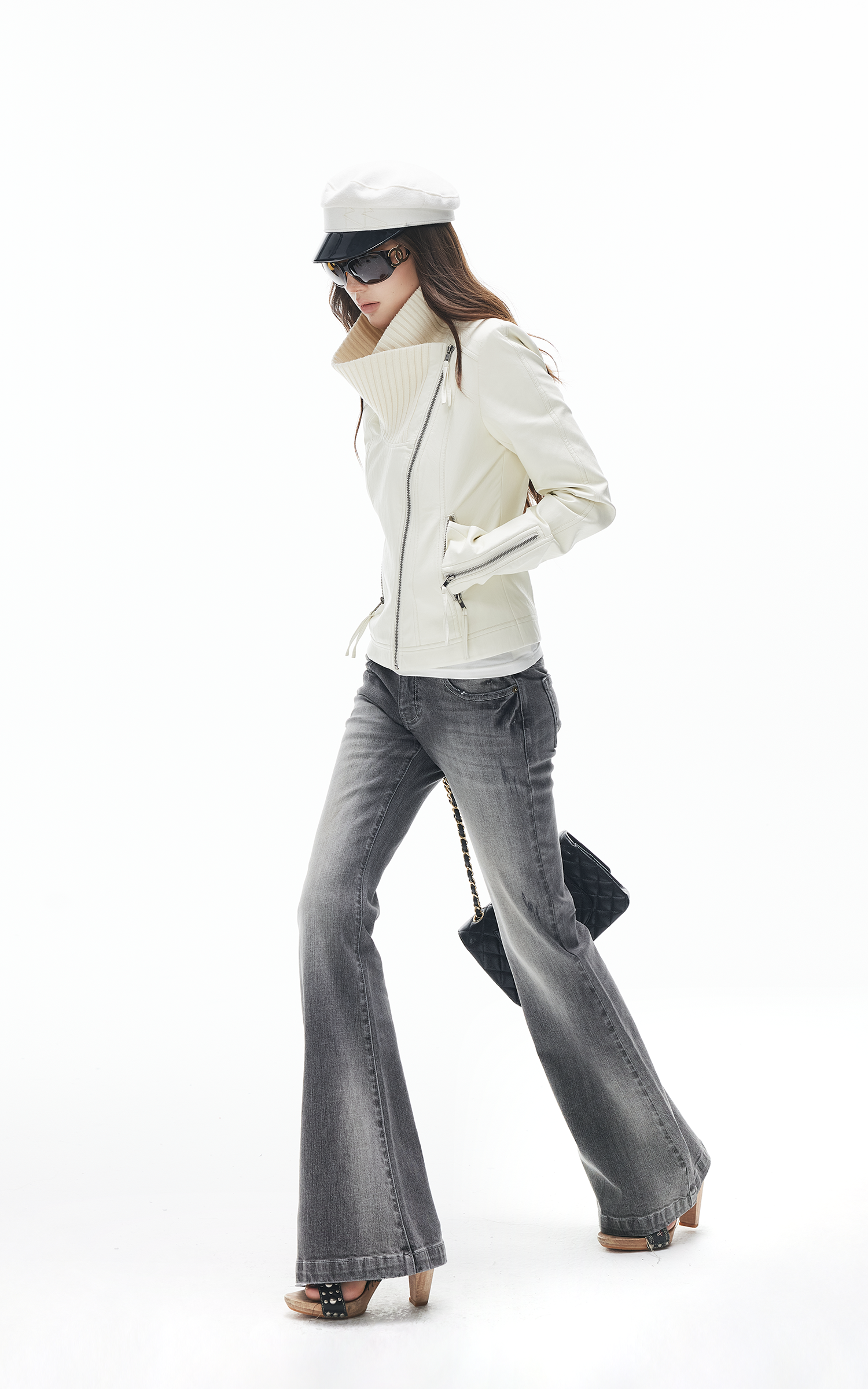 IAMXIAA Vintage Washed Grey Flared Denim Jeans