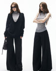 IAMXIAA Vネックニットセーターとハイネックベストのレイヤードセット