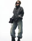 IAMXIAA Veste trench vintage à double boutonnage et col montant