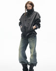 IAMXIAA Veste trench vintage à double boutonnage et col montant