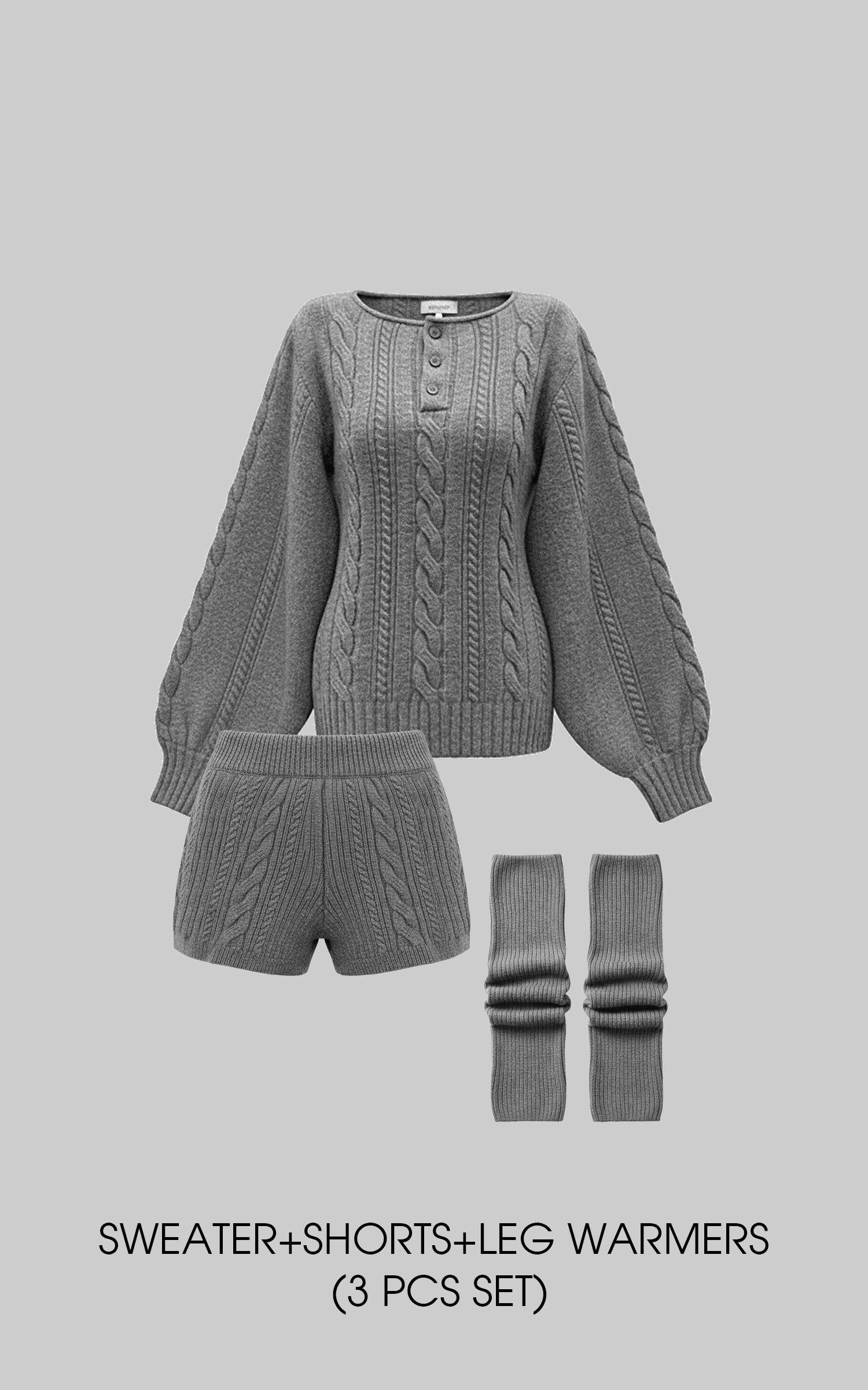 WARDEN EDGE Cable Knit Sweater &amp; Shorts Set with Matching Leg Warmers
