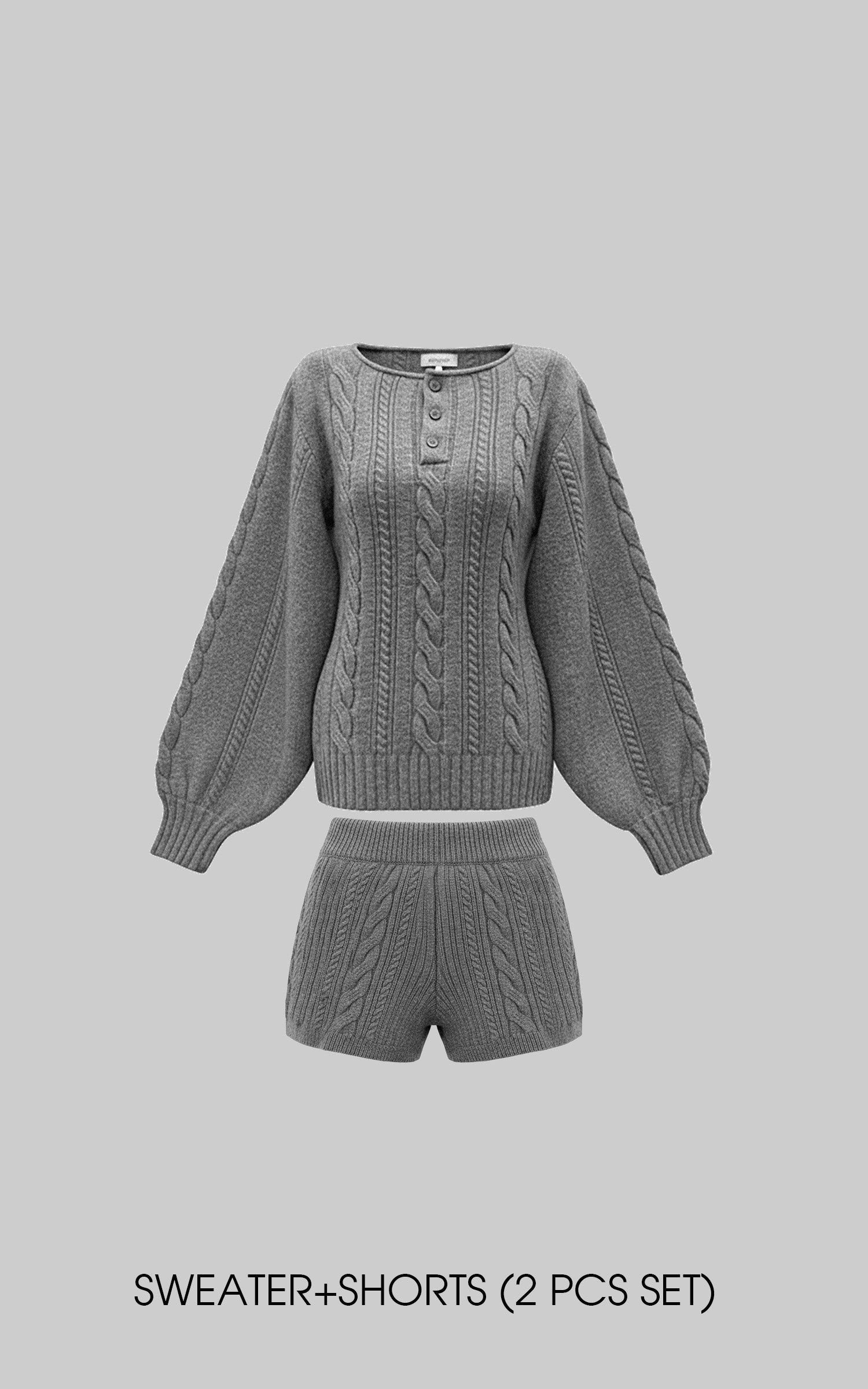WARDEN EDGE Cable Knit Sweater &amp; Shorts Set with Matching Leg Warmers