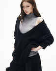 IAMXIAA Vネックニットセーターとハイネックベストのレイヤードセット