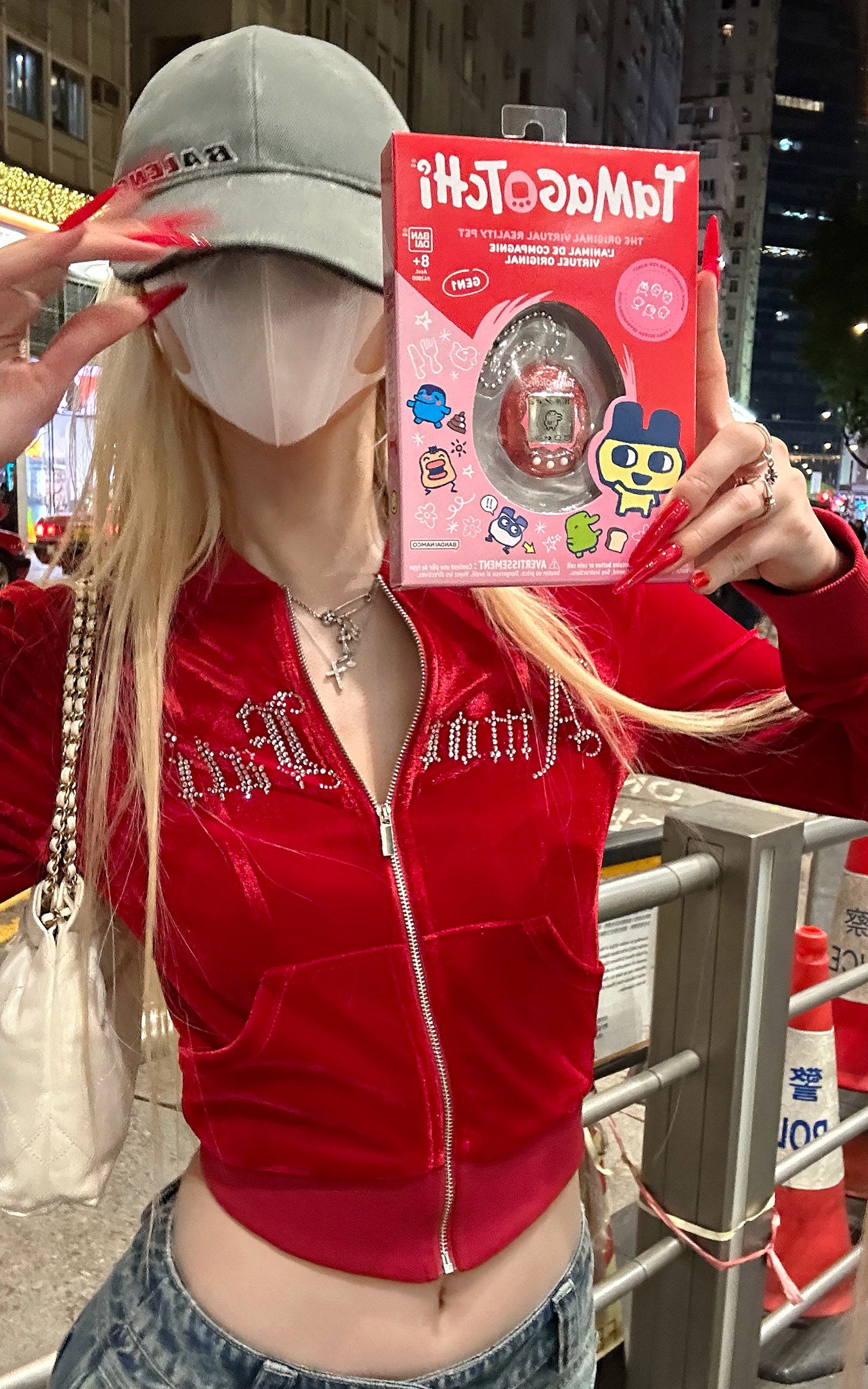 Rase le sol 벨벳 지퍼업 자켓, 라인스톤 고딕 레터링