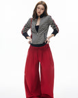 IAMXIAA Pantalon large plissé taille haute