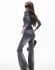 IAMXIAA Vintage Washed Grey Flared Denim Jeans