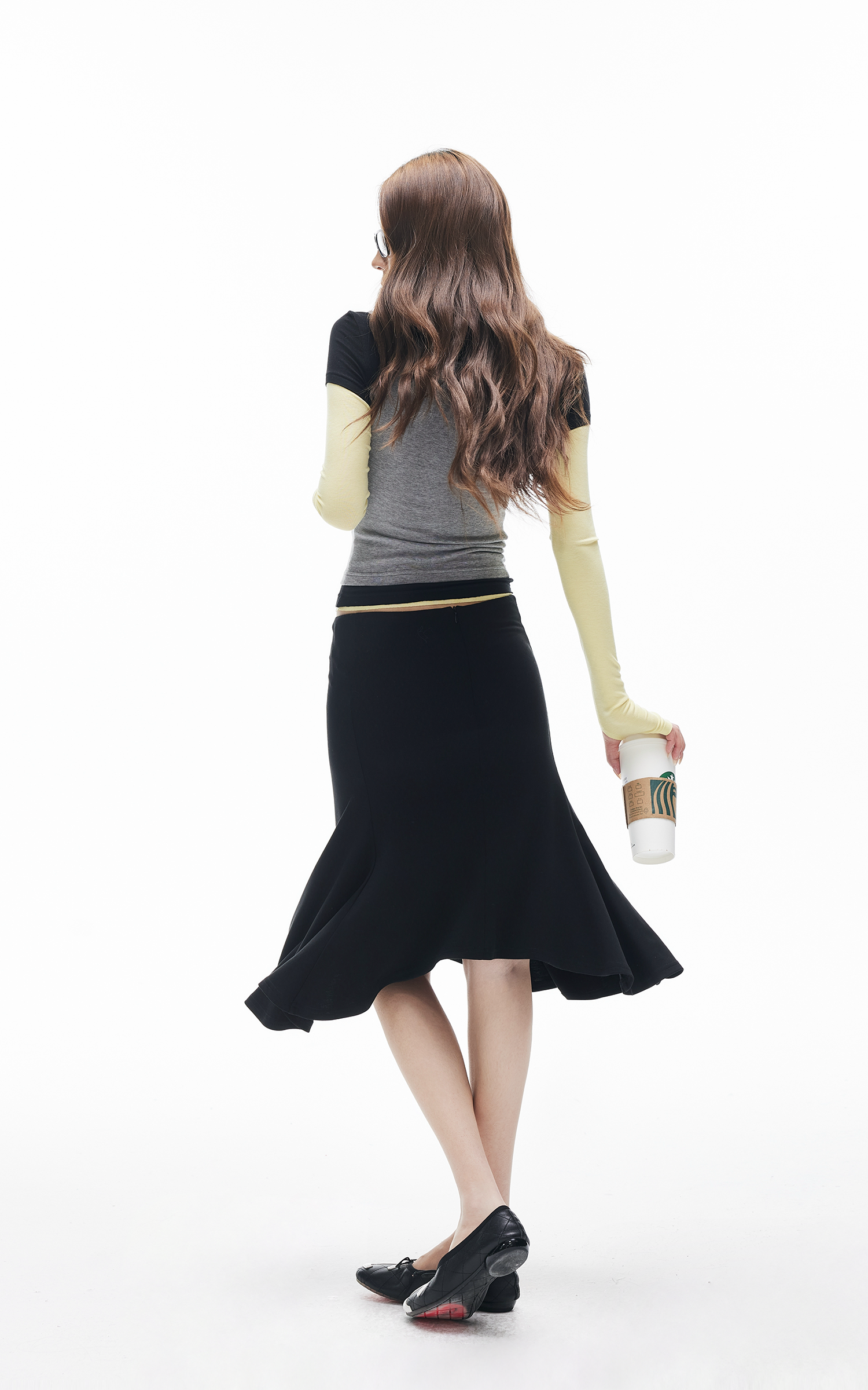 IAMXIAA 페이크 3겹 레이어드 슬림핏 긴팔 탑