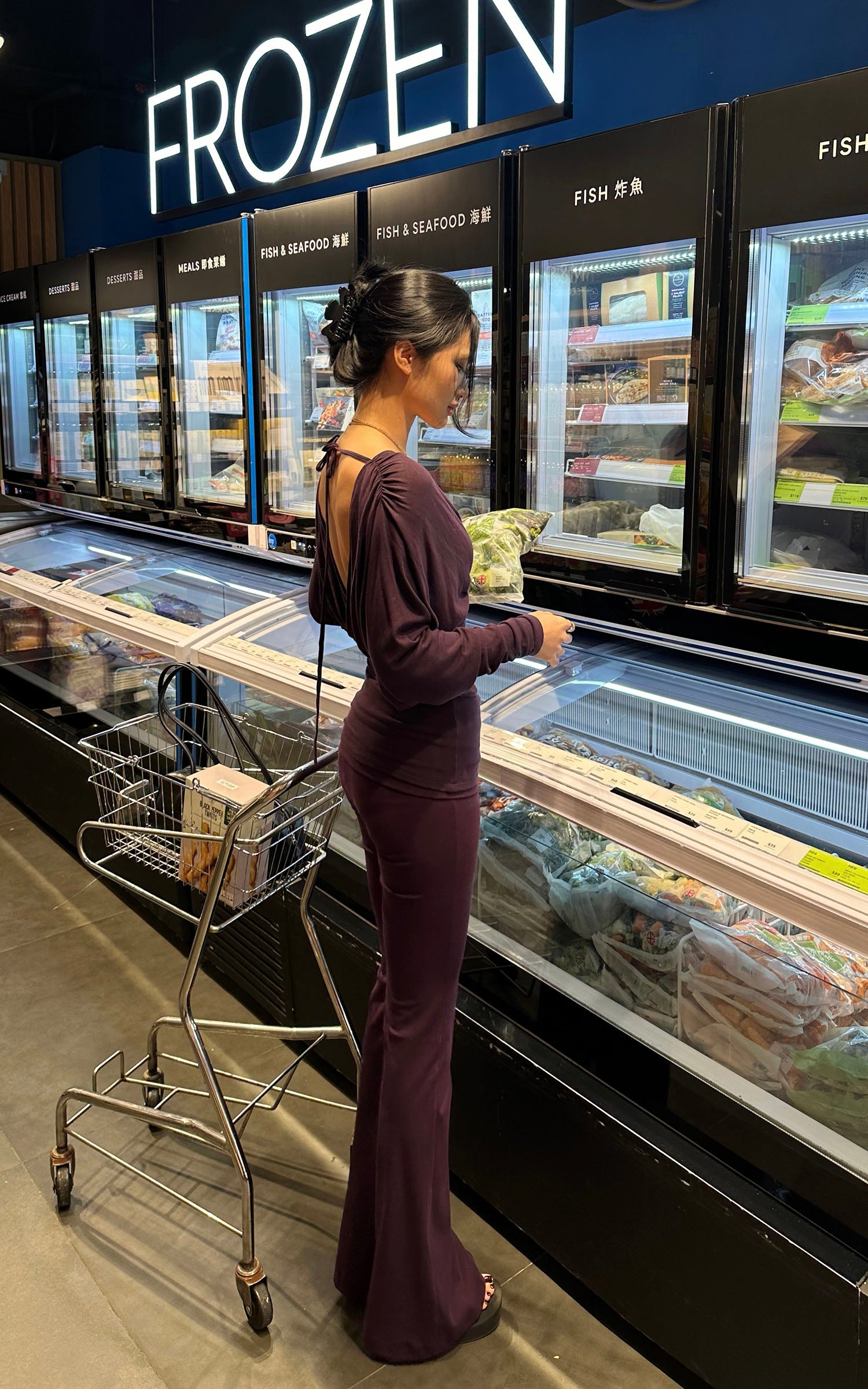 ROVENTE Ensemble T-shirt drapé dos nu en V profond et pantalon évasé