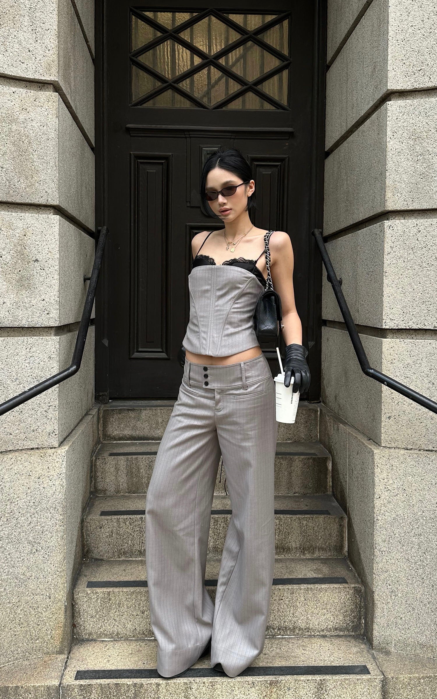 ROVENTE Pinstripe High-Waist Wide-Leg Pants – PINKPARKS