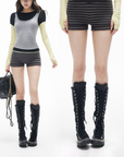 IAMXIAA Striped Knit Low-Rise Shorts