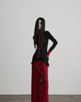 DOINDULGE Asymmetric Textured Panel Maxi Skirt with Fringe Detail
