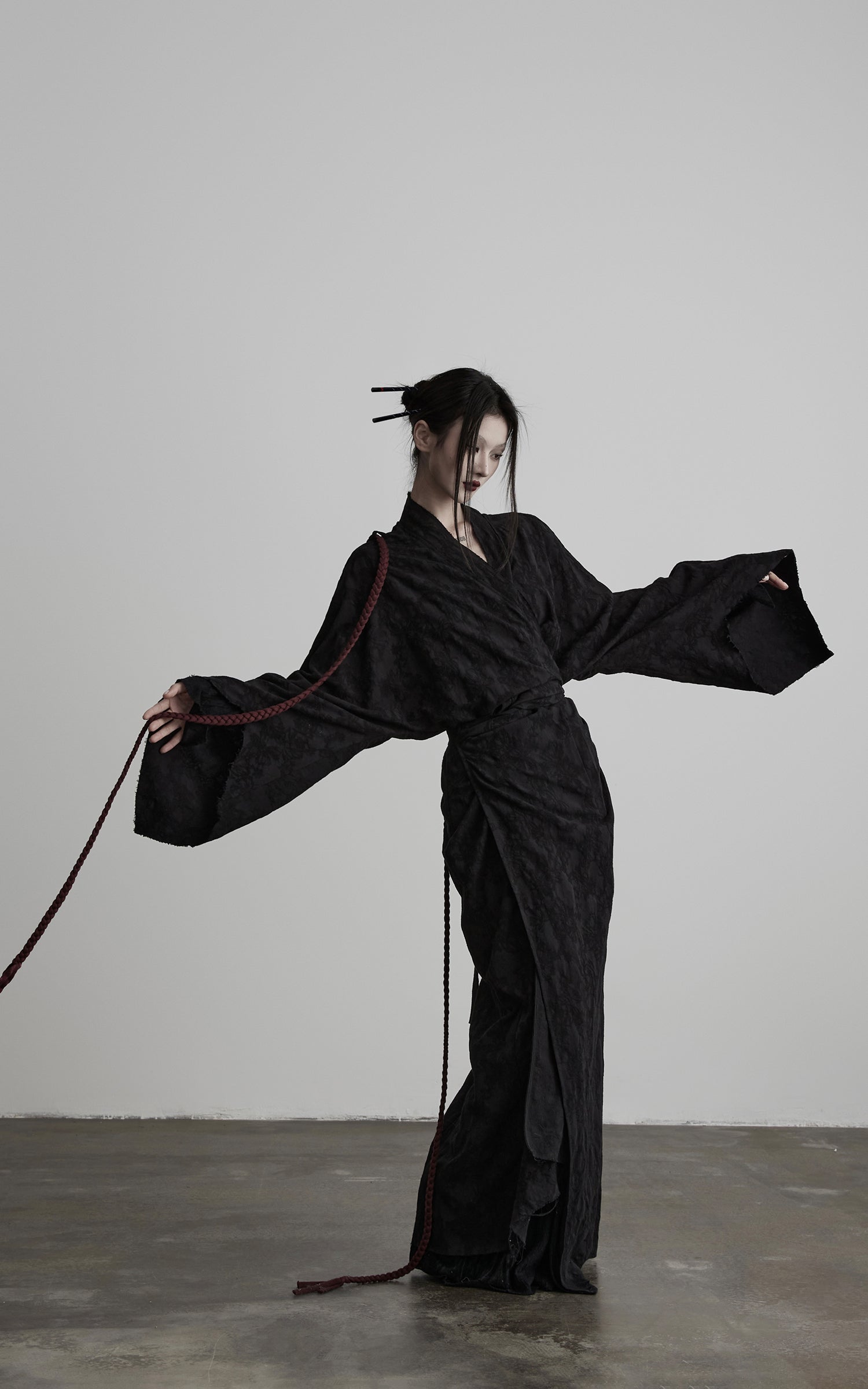 DOINDULGE Deconstructed Wrap Jacquard Long Knit