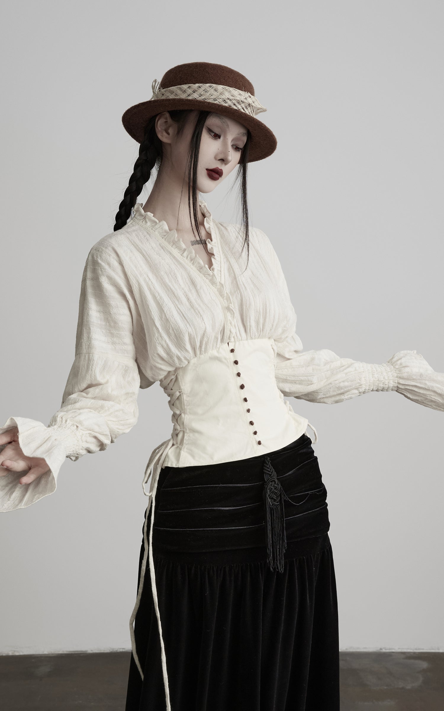 DOINDULGE Structured Corset-Panel Ruched Shirt