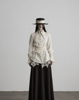 DOINDULGE Layered Fragment Texture Wool Maxi Skirt