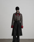 DOINDULGE Checked Rose Detail Loose Shirt
