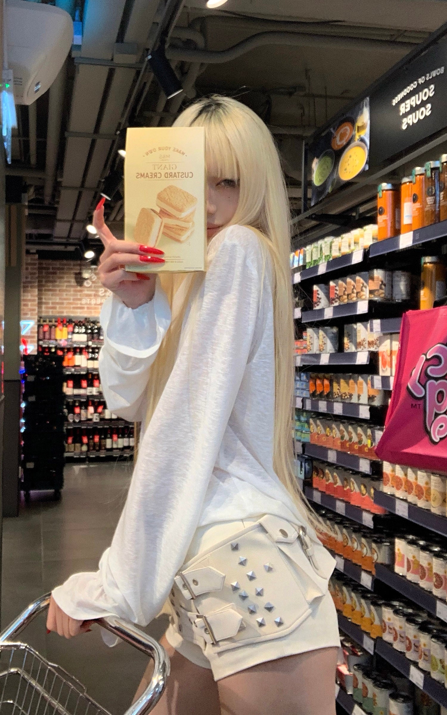 Rase le sol 스터드 더블 버클 허리 랩 반바지 세트