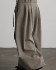 DOINDULGE Braided-Tie High-Waisted Wide-Leg Trousers