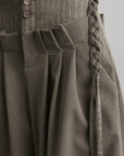 DOINDULGE Braided-Tie High-Waisted Wide-Leg Trousers