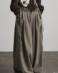 DOINDULGE Braided-Tie High-Waisted Wide-Leg Trousers