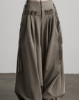 DOINDULGE Braided-Tie High-Waisted Wide-Leg Trousers