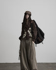 DOINDULGE Braided-Tie High-Waisted Wide-Leg Trousers