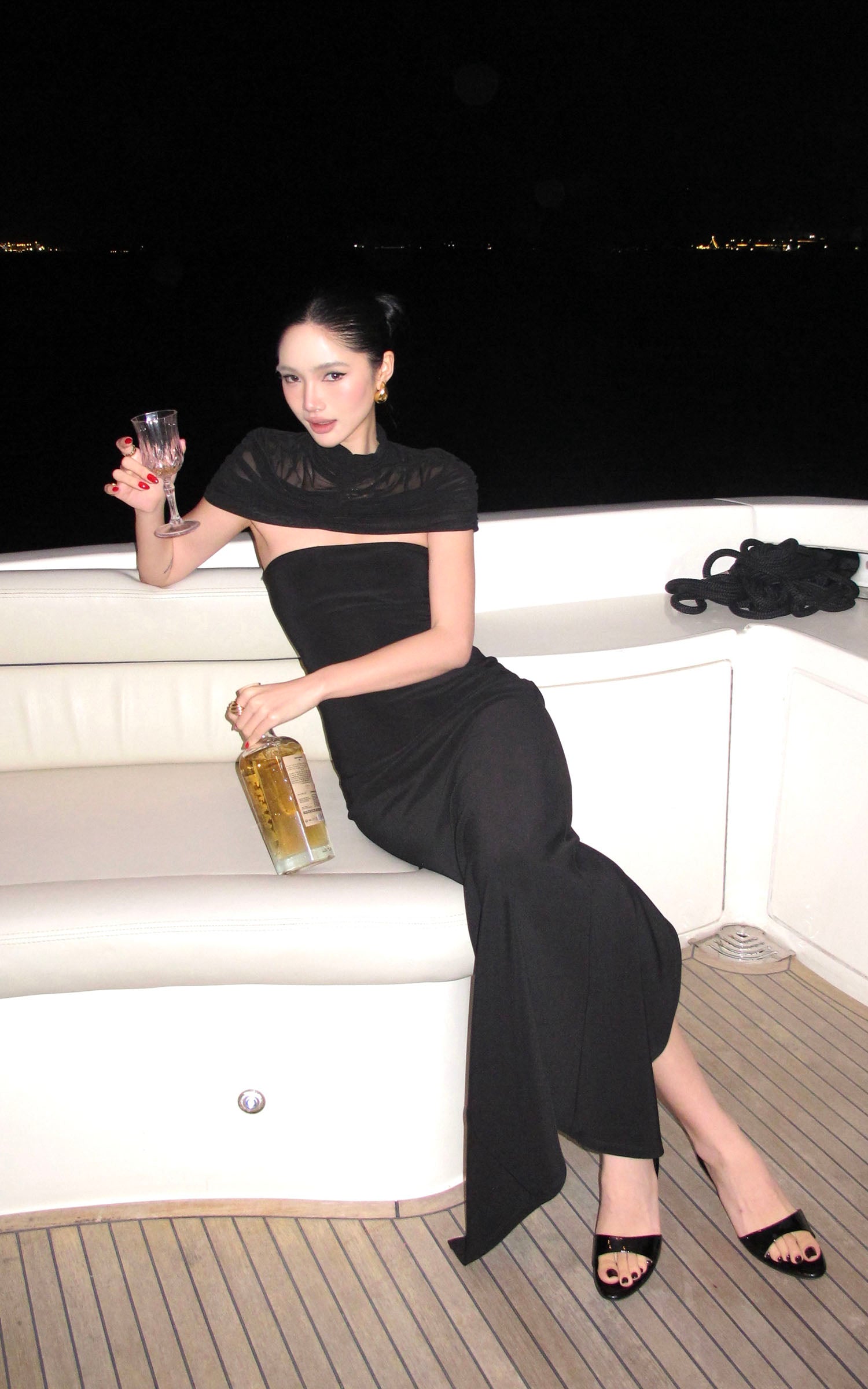 ROVENTE Draped Shawl Strapless Maxi Dress