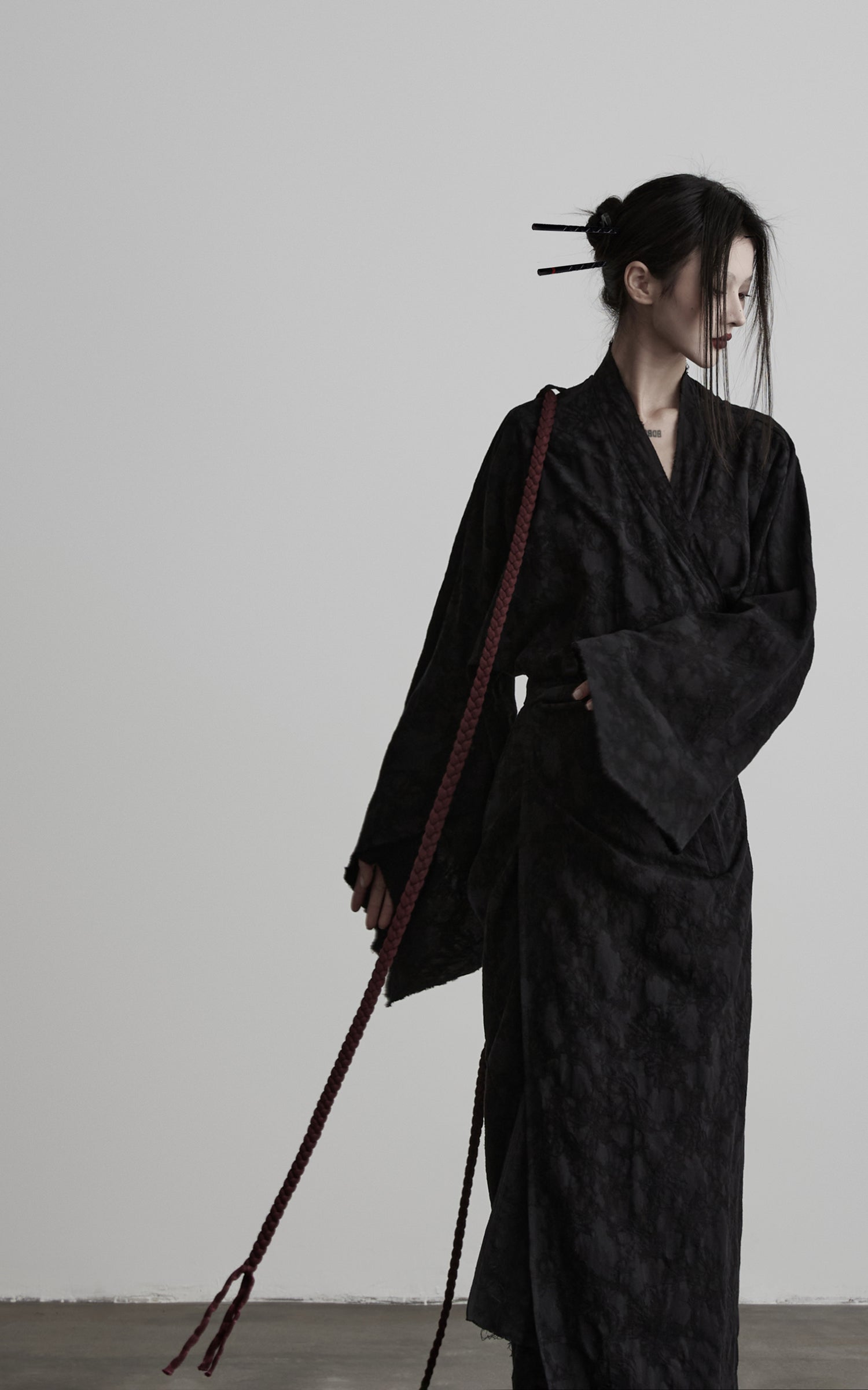 DOINDULGE Deconstructed Wrap Jacquard Long Knit