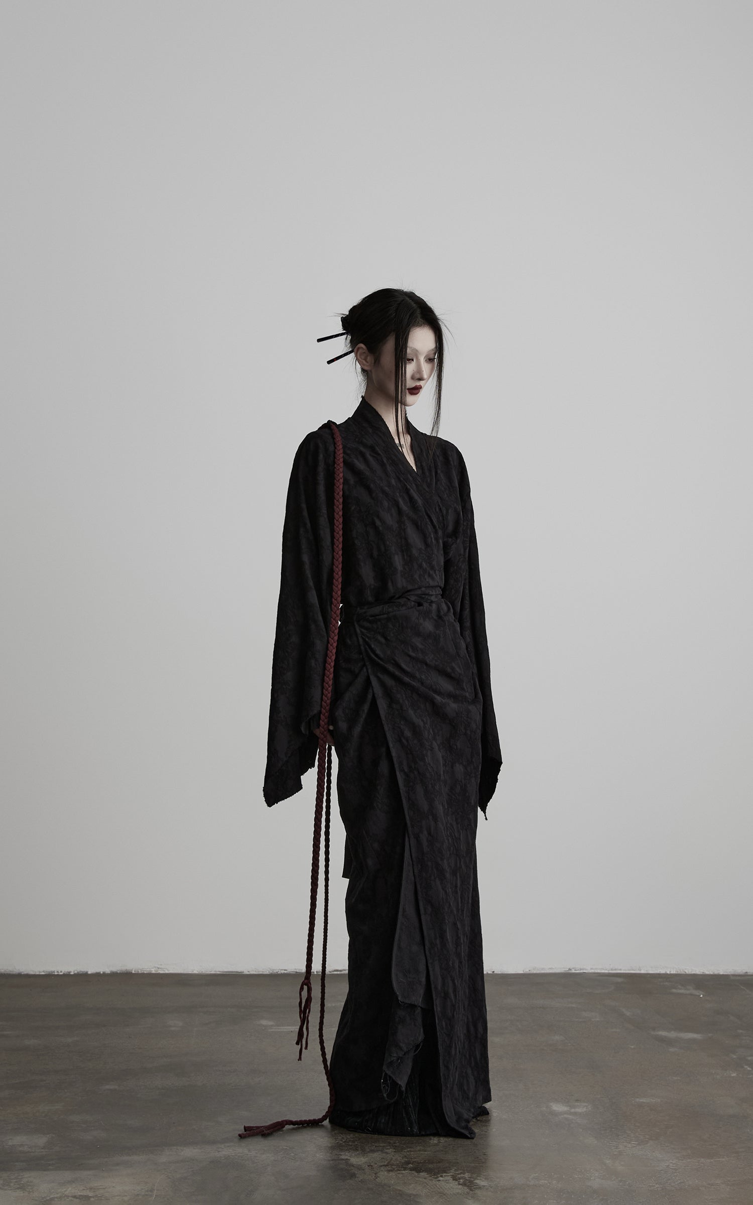 DOINDULGE Deconstructed Wrap Jacquard Long Knit