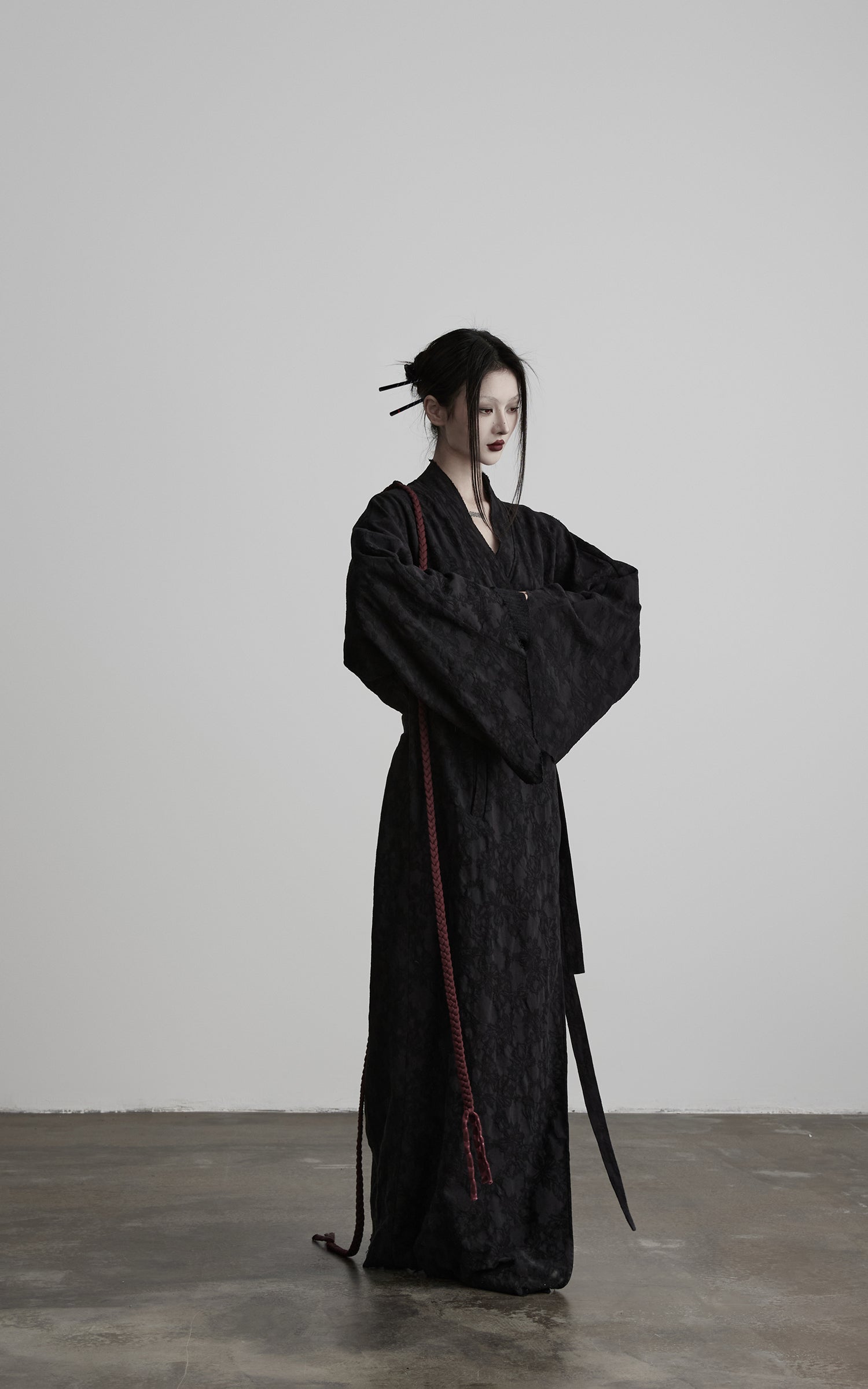 DOINDULGE Deconstructed Wrap Jacquard Long Knit