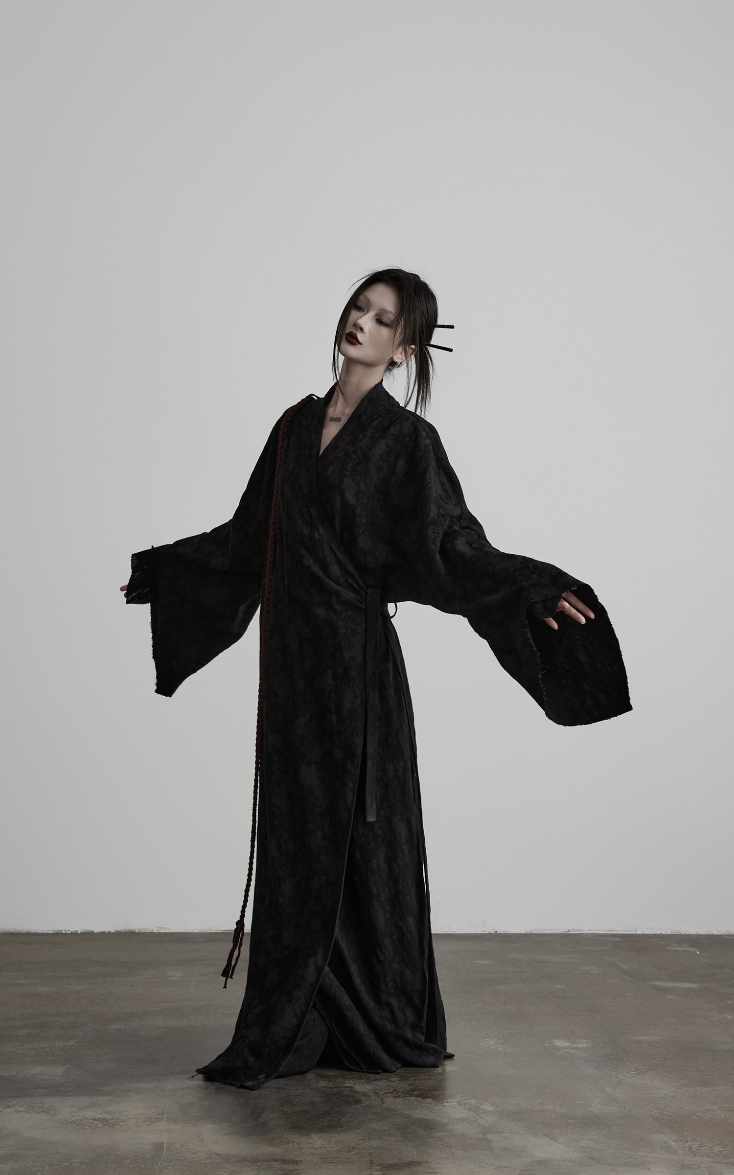DOINDULGE Deconstructed Wrap Jacquard Long Knit
