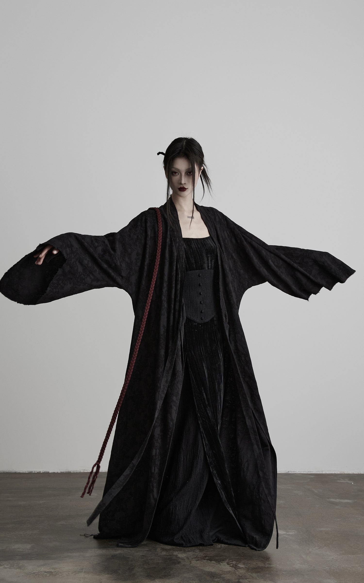 DOINDULGE Deconstructed Wrap Jacquard Long Knit