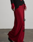 DOINDULGE Asymmetric Textured Panel Maxi Skirt with Fringe Detail