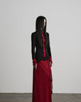 DOINDULGE Asymmetric Textured Panel Maxi Skirt with Fringe Detail