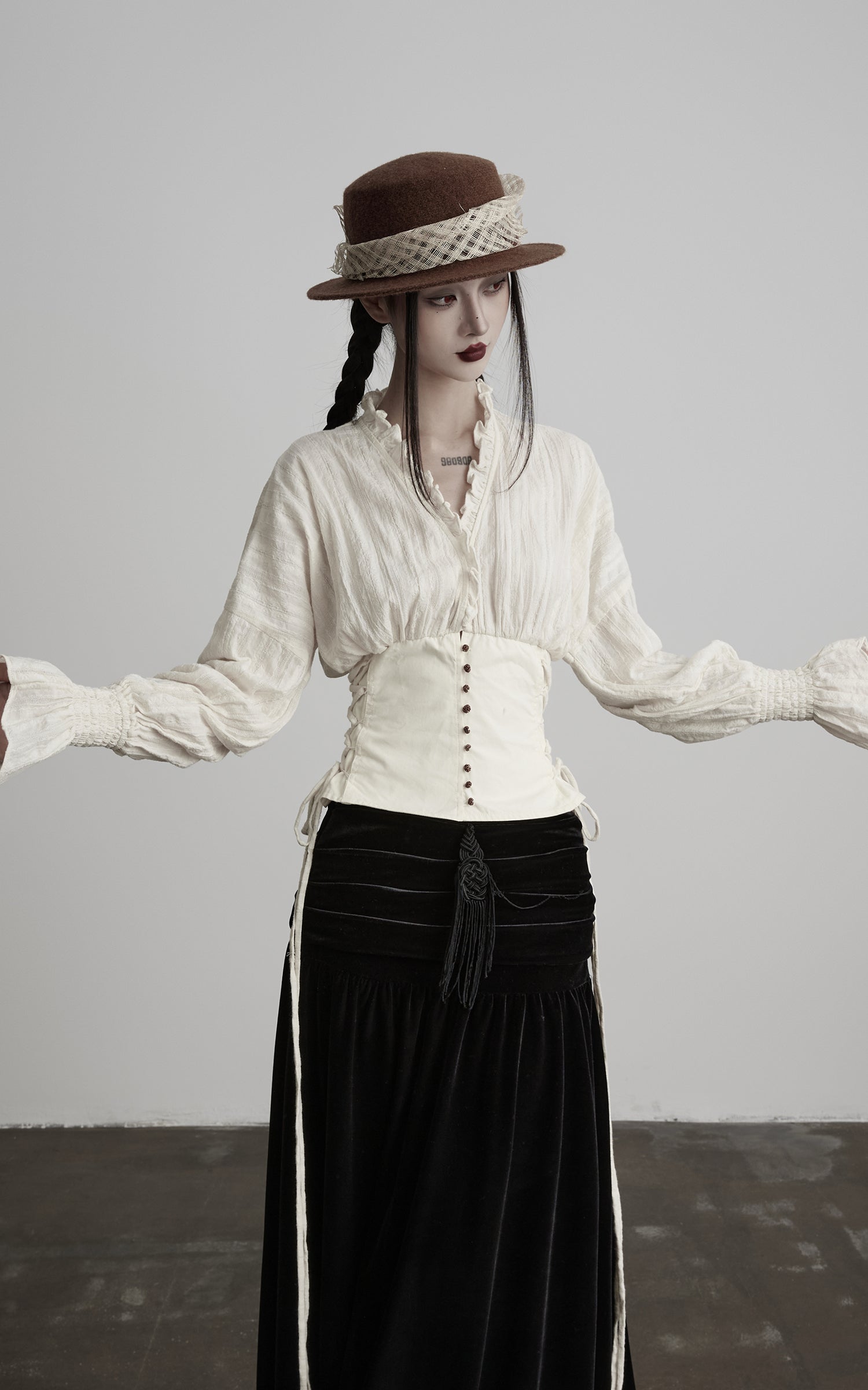 DOINDULGE Structured Corset-Panel Ruched Shirt