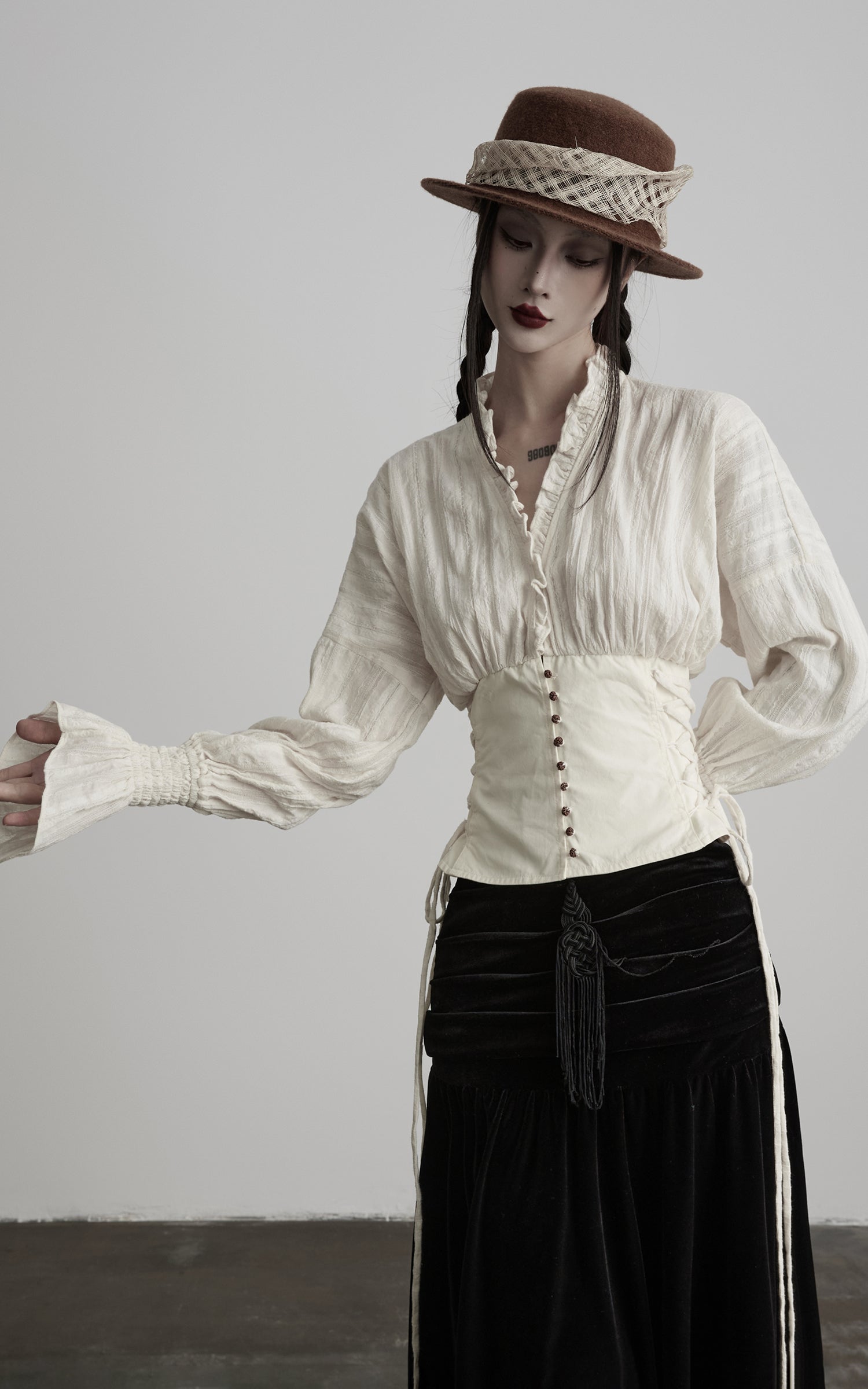 DOINDULGE Structured Corset-Panel Ruched Shirt